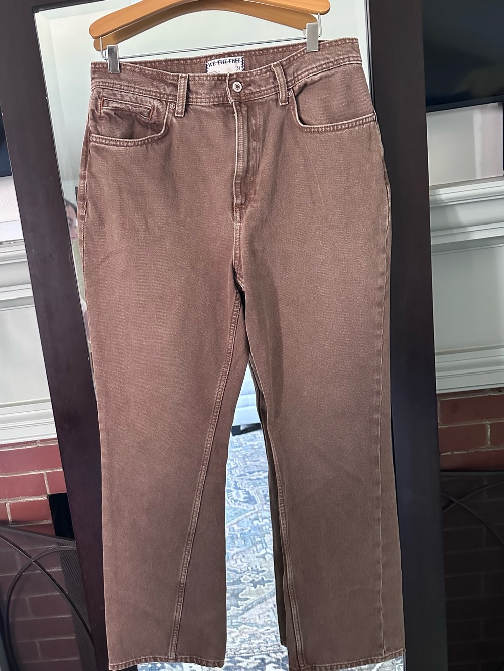 Free People Women’s Brown Denim Straight-Leg Jeans